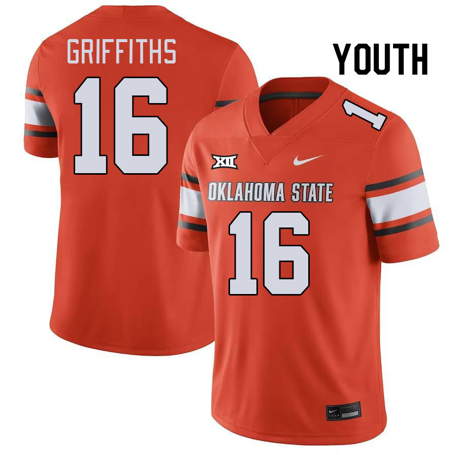 Youth #16 Tre Griffiths Oklahoma State Cowboys College Football Jerseys Stitched-Orange